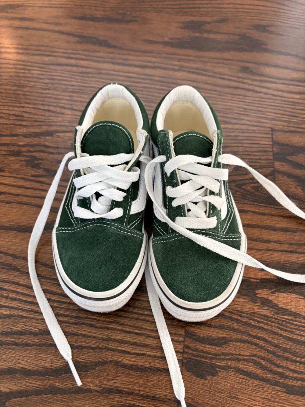 Kids Green Vans BLace-Up Sneakers - White Accent